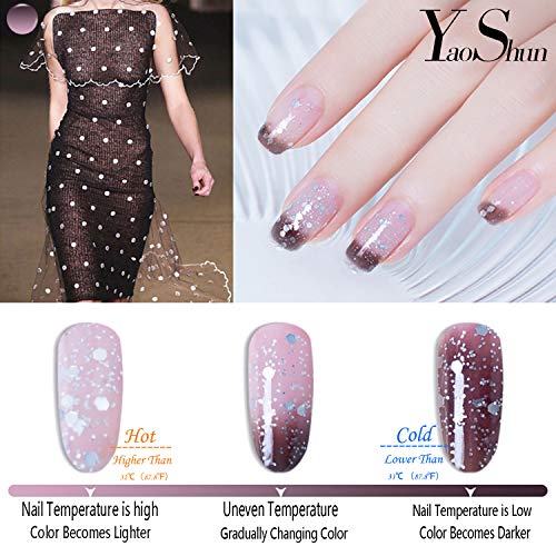 YaoShun Gel Nail Polish - Temperature Color Changing Gel Starry Night Series UV Gel 8ml Each Gift Box, Soak Off Nail Gel Color Gel Polish Manicure Nail Art Kit at Home