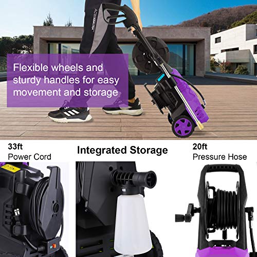 WHOLESUN 3000PSI Electric Pressure Washer 2.4GPM Power Washer 1600W