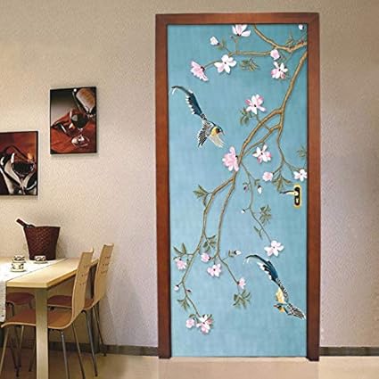 YUJIANF Blumenvogel-Wandbild im chinesischen Stil Wasserdichtes