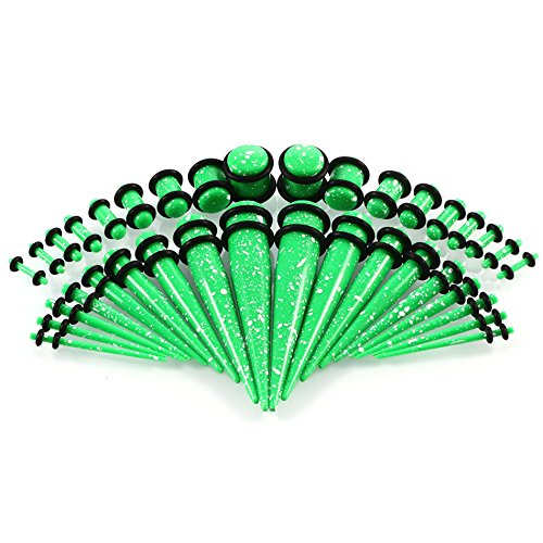 BOOM Ear Stretcher, 18 x Tapered Earrings + 18 x Acrylic Tunnel Plugs 1.6 mm-10 mm, Acrylic, Acrylic