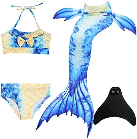 DOTOFIN Mermaid Tails, Swimsuit with Fin, Swimming Costume, Swimwear with Monofin, Girls Swimmable Mermaid Tail Swimsuit