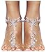 2 Pieces Women's Foot Chain Barefoot Sandals Beach Wedding Jewelry Anklet with Rhinestone Toe Ring