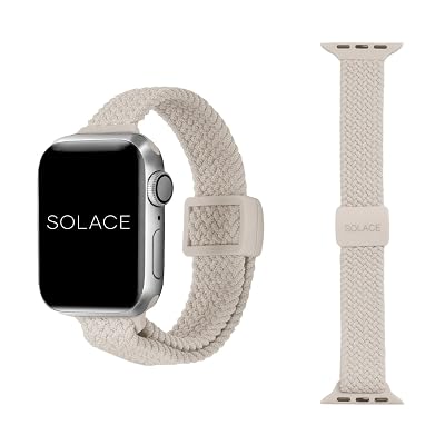 Solace Bands Slim Imperium Adapt Adjustable Nylon Braided Watch Band - Compatible w/All Apple Watches - Solace Apple Watch Bands for Women & Men - Smart Watches Band Series 11 10 9 8 7-1 SE - (Sand)