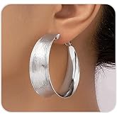 ROSASUENO Chunky Gold Circular Statement Hoop Earrings Trendy Texture Large Piercing Dangle Drop Earrings