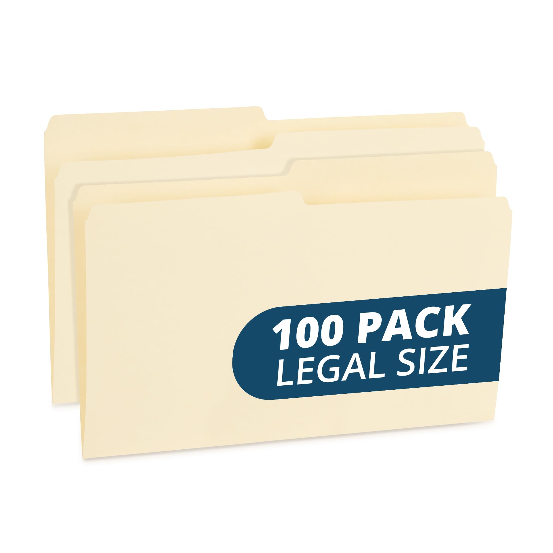 Photo 1 of 100 Blue Summit Legal Size Manila File Folders, 1/2 Cut Tab for Office, Classroom, or Home Organization, Durable 11 Point Paper for Bills, Records & Documents