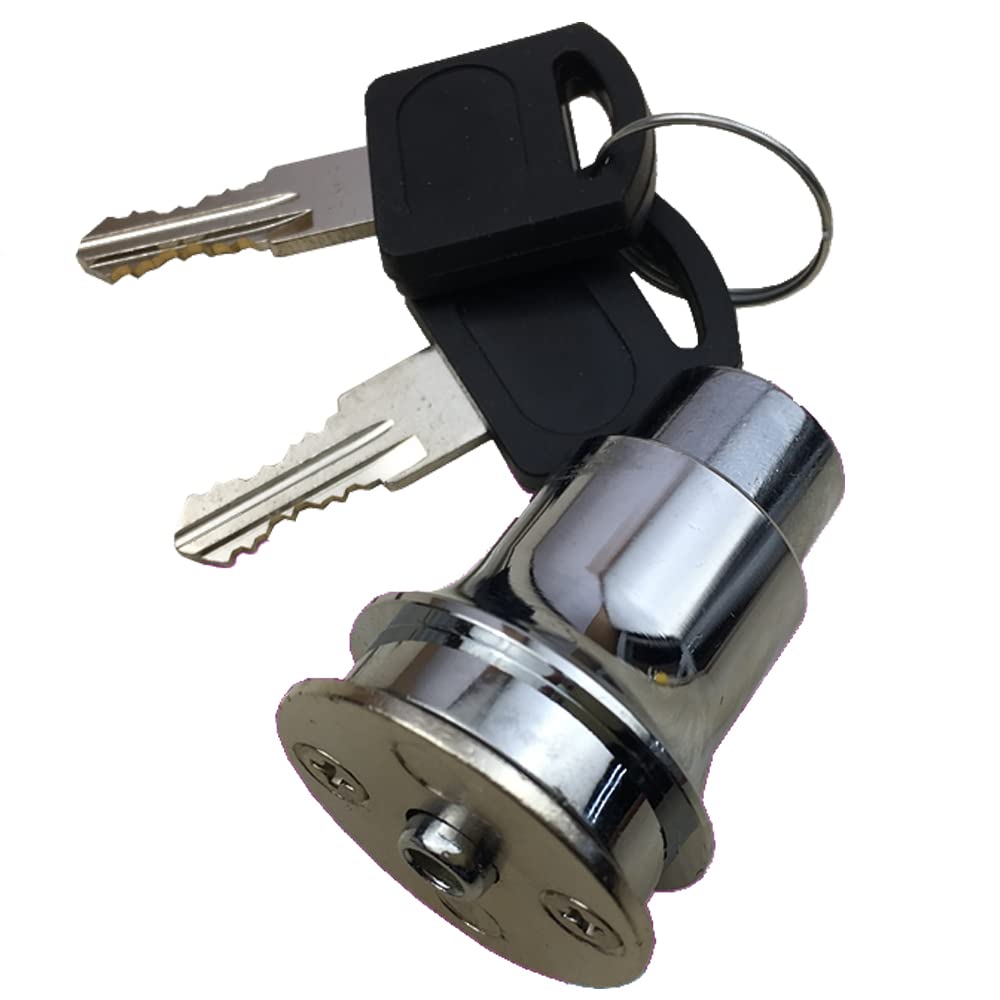 yu+ Glass Door Lock Round Glass Lock Glass Cabinet Lock with Key Wine Cabinet Door Lock Jewelry and Cultural relics Exhibition Counter Lock Sliding Glass Door Lock (Silver)