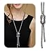 Suyi Trendy Crystal Long Necklace All-Match Style Shining Clothing Sweater Chain Black