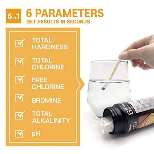 BITSOGOOM Spa & Hot Tub Test Strips 100 Count, 6Way Total Chlorine