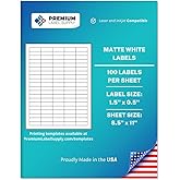 Premium Label Supply White Sticker Barcode Labels – 1.5" x 0.5" – Laser/Inkjet Compatible – (100 per Sheet), 25 Sheets – 2,500 Total Adhesive Labels