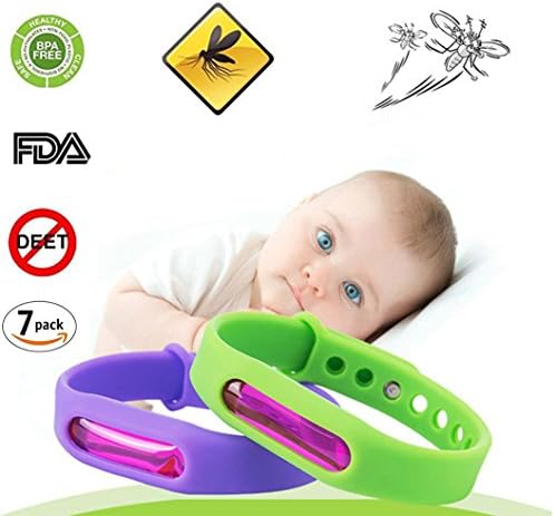 Sjdfhues Hsfeh (7Pcs) 100% Natural Mosquito Repellent Bracelet, Safe &amp; Easy Personal Mosquito Repeller - Extra Wide For Perfect Outdoor Insect Repellent Kids (Random Color)