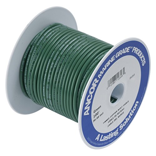 Ancor 111302 Marine Grade Electrical Tinned Copper Battery Cable (8-Gauge, Green, 25-Feet)