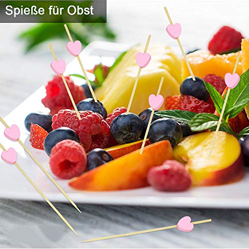 TANCUDER 100 Stück Cocktail-Sticks Holz Umweltliche Cocktailspieße Holz Cocktailstäbchen Handgefertigte Zahnstocher Rosa… – Bild 5