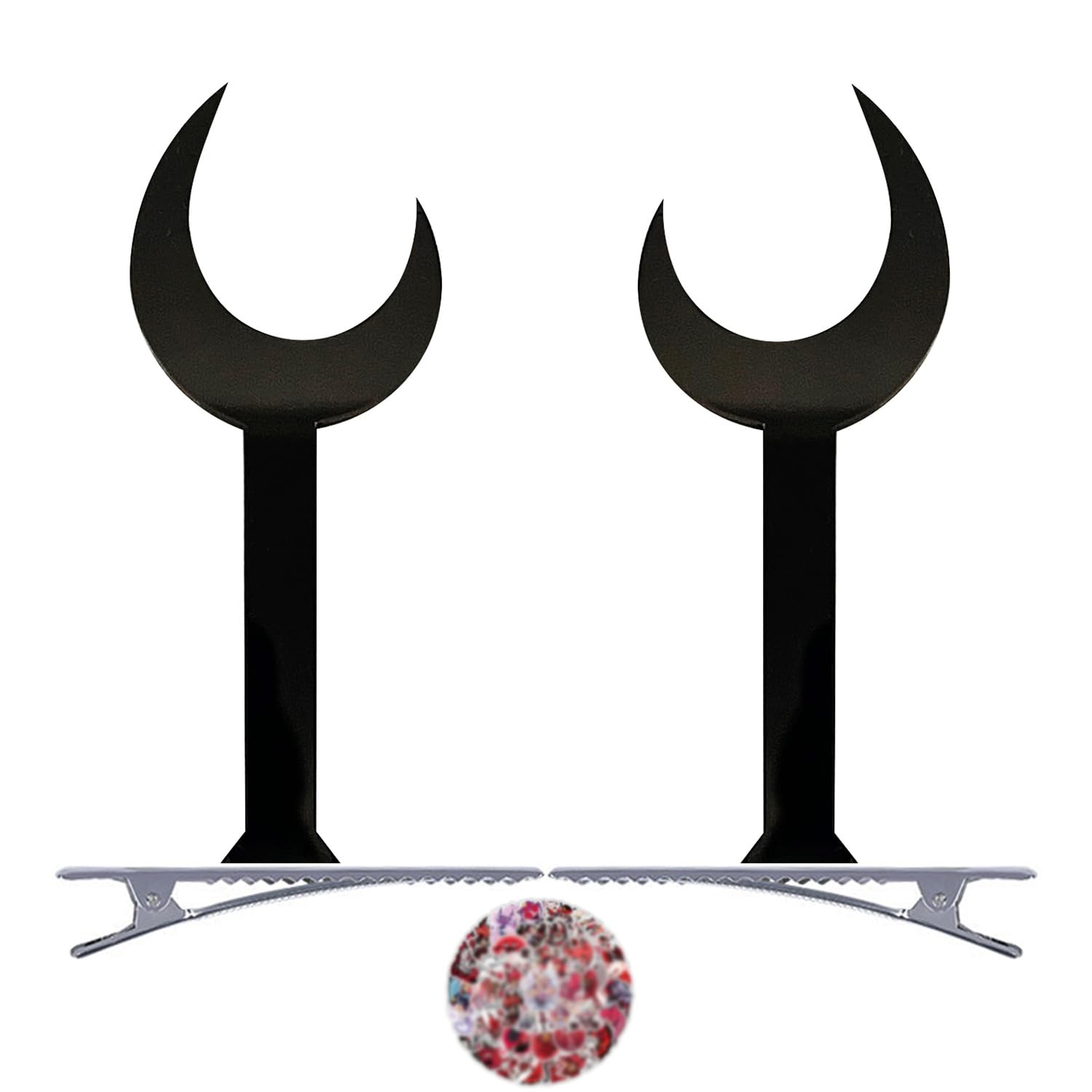 Alastor Hair Clip Hazbi. Hotel Anime Wig Clip Costume Black Headwear Hair Accessories 11 Pcs (Hair clip)