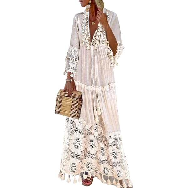 floral jacquard tassel lace up maxi dress Zapaka Women Light Yellow Long Wedding Guest Dresses with Slit Spaghetti Straps A-Line Hollow Floral Appliqued Backless Zipper Formal Dresses, Light main image 0