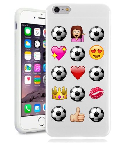 Soccer iPhone 6 Case By NickyPrints(TM) - Soccer Novelty Emoji Funny Princess Love Soccer Football Case For Teens Girls UNIQUE Designer Gloss Candy TPU Flexible Slim Case Cover Skin for iPhone 6