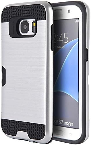 SLectionAccess Hybrid Card Holder TPU Skin Wallet Case for Samsung Galaxy S7 Edge - Retail Packaging - Silver