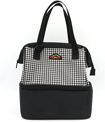 Aohea Lunch Bag With Two Sections Insulated Lunch Bag Large Capacity Plaid Lunch Bags For Men Women Kids Lunch Box By AOHEA