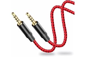 3.5mm Audio Cable 10ft, 3.5mm 4-Pole Hi-Fi Stereo TRRS Jack Shielded Male to Male UX Cord Compatible with iPhone, iPad, Samsu