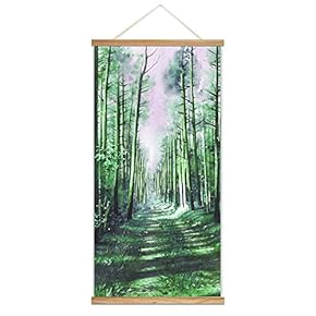 Hanging Poster NO Magnetic Wooden Framed, Beautiful Green Life Forest Home Wall Canvas Prints Decoration Ready to Hang - 18"x36"