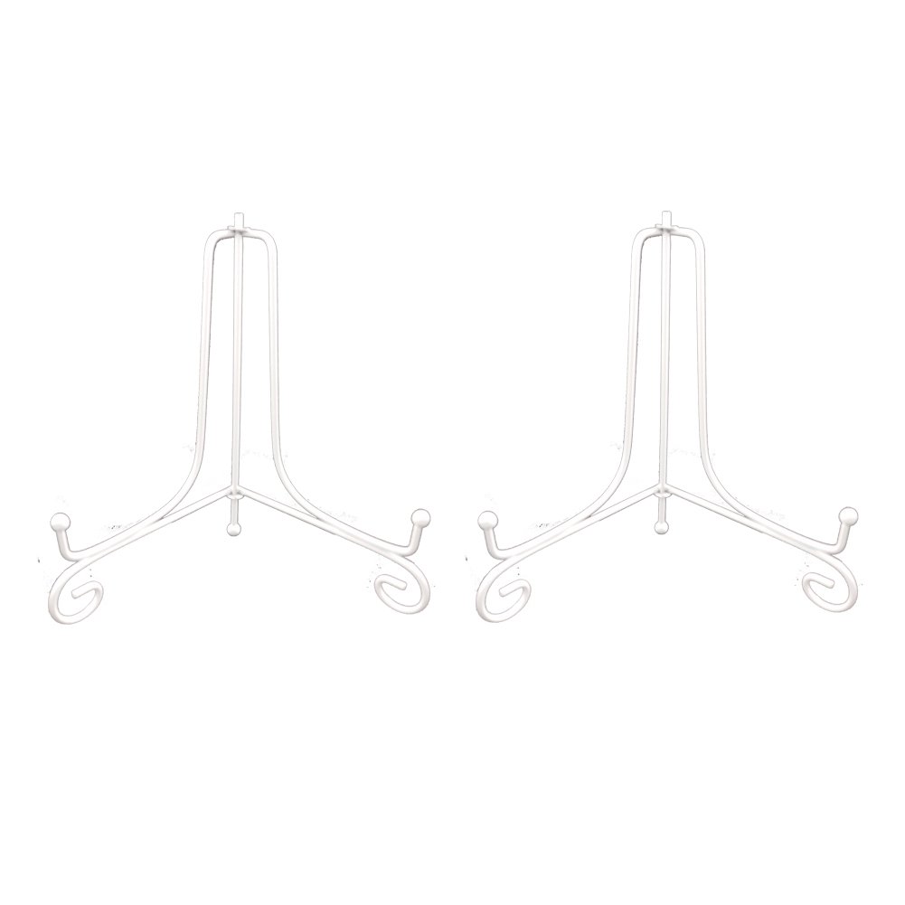 Tincogo Metal Plate Stands for Display - 6-Inch Adjustable Easel Holders for Decorative Plates, Picture Frames and Books - White (2-Pack)