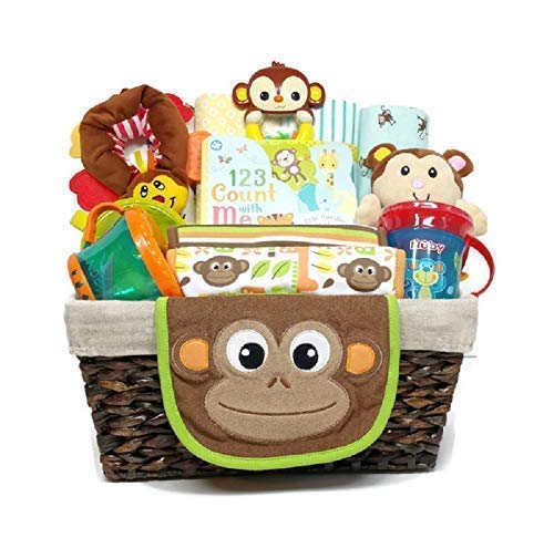 wicker basket baby shower gift