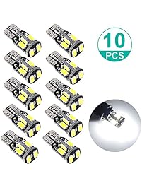 Sunnest 194 LED Light bulb, Super Bright 5730 Chipset LED Bulbs for Car Interior Lights Dome Map Door Courtesy License Plate Lights W5W 168 2825 T10 Wedge 10-SMD White Bulbs, Pack of 10
