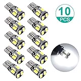 Sunnest 194 LED Super Bright Light Bulbs, 5730 Chipset 12V Car Replacement Interior Lights for Dome Map Door Courtesy License Plate Lights, T10 Wedge W5W 168 194 2825 10-SMD White Bulbs (Pack of 10)