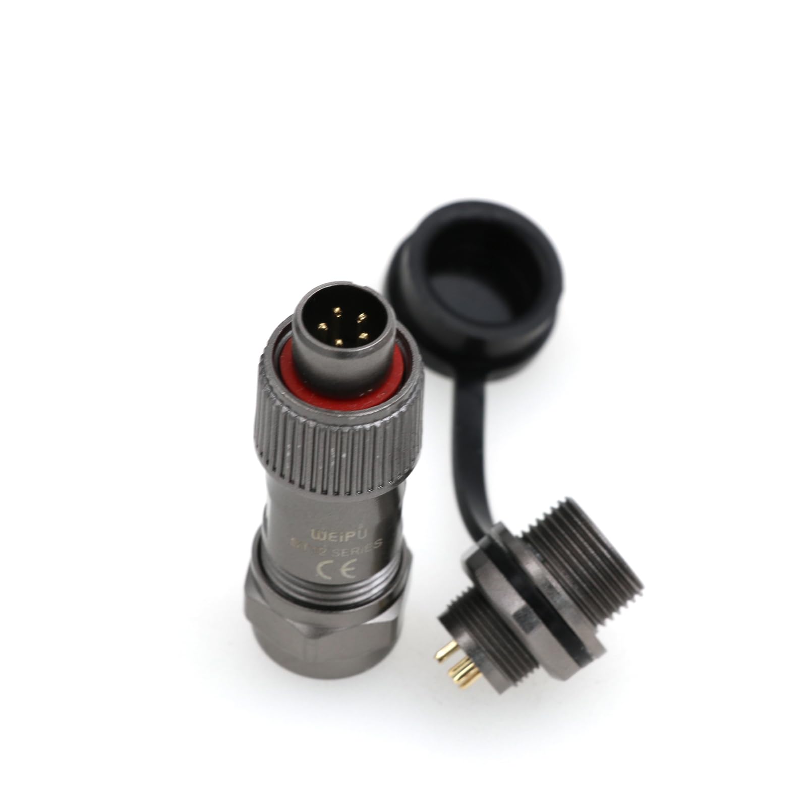 ZBLZGP Weipu Threaded Coupling Metal IP67 Cable Connector Waterproof Plug and Socket 12 mm Panel Mount Aviation Female Male ST12 Plug (5Pin 5A 180V)
