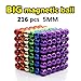 LOVEYIKOAI 216 Pcs Magnets Cube Building Blocks Magnetic Toys Colorful Buildable Sculpture Toy for Stress Relief Gift for Adults,5MM