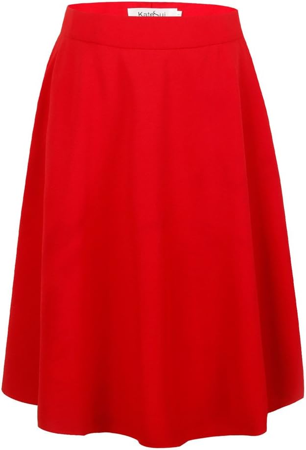 KateSui Elastic Band A Line Skater Pleated Skirt Suits for Women Red XL