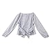 Lesimsam Women's Plus Size Gril Striped Off Shoulder Bowknot Blouses Ruffle Puff Sleeve Blouse Tops (Black+White, 2XL, xx_l)