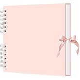 MARCADORUS Pink Scrapbook Album, 8" x 8" Scrap Book 30 Sheets (60 pages), Memory Book & Photo Album for Wedding Guest, Baby Shower, Valentines, Engagement | Scrapbooking Supplies & Christmas Gift.