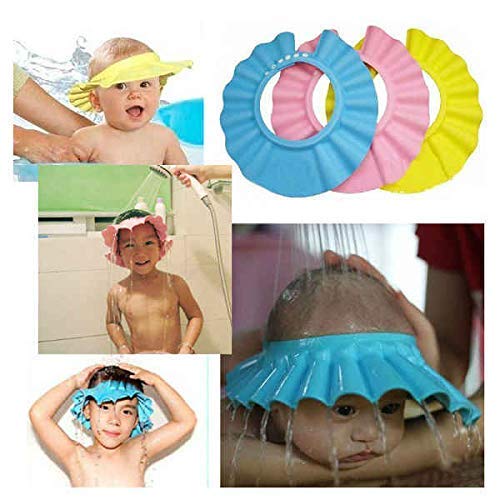 SVE Super New Adjustable Safe Soft Bathing Baby Shower bath Cap Wash Hair For Children Eye Ear Protector Leaves Shape Shower/Shampoo Hat Pack of 1