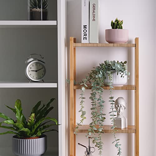 JOFAMY Plastic Plant Pots Scandinavian, 3 Pack Flower Pots with Drainage Holes and Rubber Stopper, Modern Simple Design Indoor Planter for Most Houseplants, Succulents, Aloe, Pothos, Snake Plants