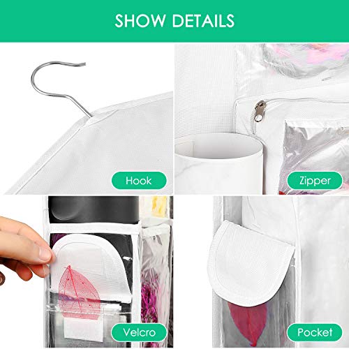Hanging Gift Bag Wrap Organizer Wrapping Paper Rolls Holder Storage Double-Sided Pockets 40 x 16 Inch Tearproof & Space Saving Closet Gift Bag Organization for Birthday Party Christmas (White)