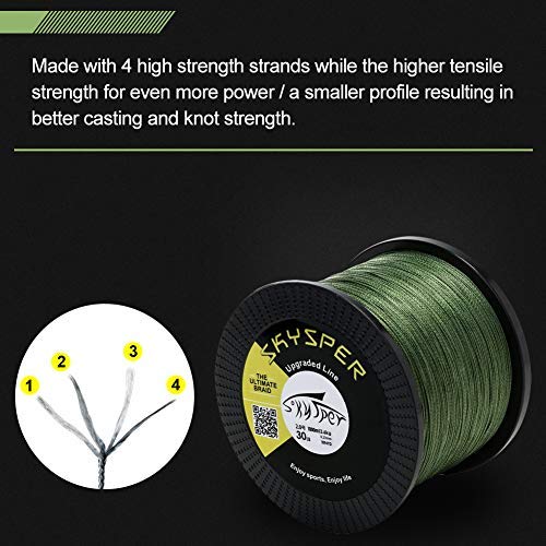 Skysper Tresse De Pêche Superpower 500m / 1000m Résistante à L’abrasion Tressée à 4 Brins Ligne De Pêche En Pe Tressée Fil De Pêche Pour Pêche à Leurre 20-100lb 3 Couleurs