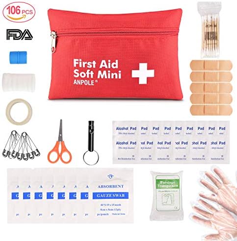 First Aid Kit, Outdoor Emergency Kit Bag 106 Pcs Small First Aid Portable Travel Bag Medical Essentials Perfect for Home, Car, Camping, Office, Boat, Hiking, Sports, and Traveling