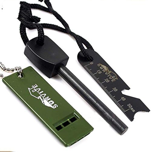 HUJIANTAO 10,000 Strikes 5 in 1 Thicker-version Survival Firesteel Magnesium Rod Fire Starter Kits with Emergency Whistle
