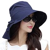 SIGGI Summer Bill Flap Cap UPF 50+ Cotton Sun Hat Neck Cover Cord Women