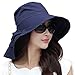 SIGGI Summer Bill Flap Cap UPF 50+ Cotton Sun Hat Neck Cover Cord Women
