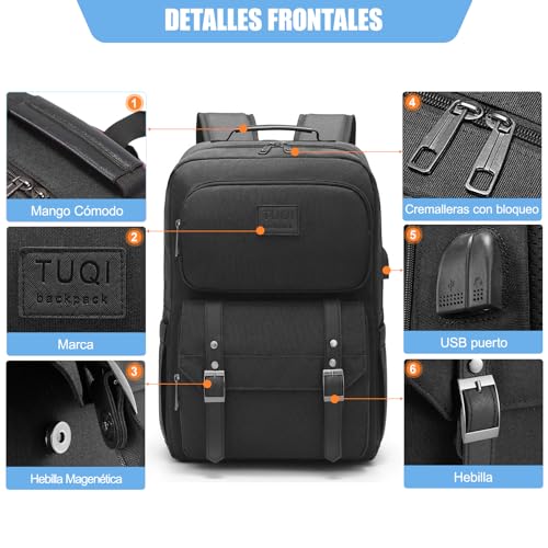 TUQI Mochila para Laptop portátil,Mochila de viaje,mochila de tipo casual para hombres y mujeres,impermeable y la tela durable con bolsillos multifuncionales, para el viaje,negocios,etc.