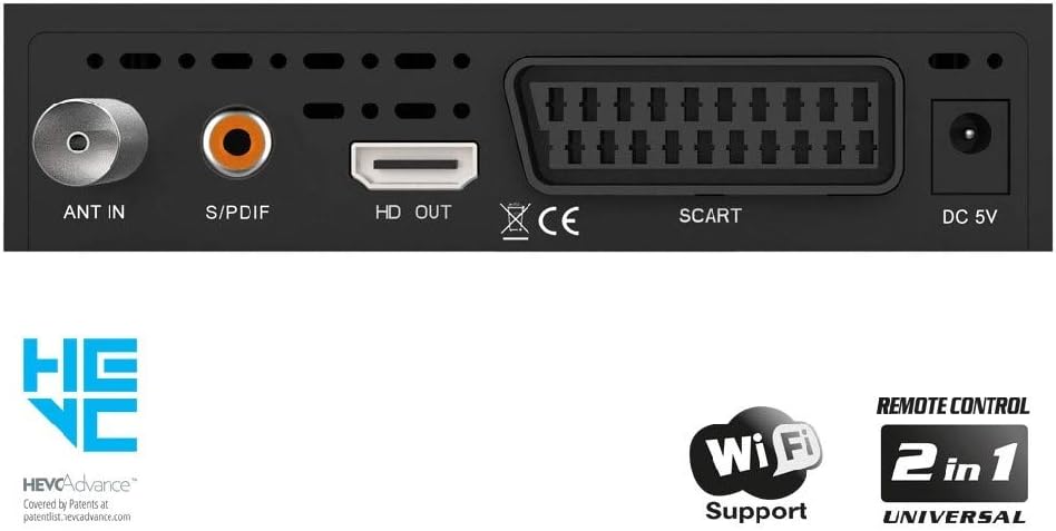 EDISION PICCO T265, DTT High Definition H265 HEVC, DVB-T2 Receiver, WiFi Support, IR Remote Control 2in1, Black - Image 5