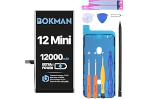 bokman for iPhone 12 Mini Battery Replacement, High Capacity 12000mAh Li-ion Polymer Battery with All Tool Kits