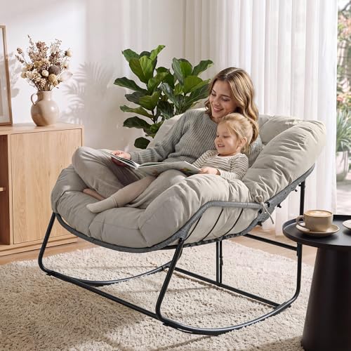 Bifanuo Oversized Egg Rocking Chair for Indoor Outdoor β All-Weather Wicker Rattan