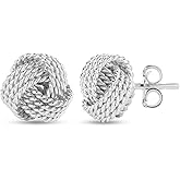 Sterling Silver Jewelry Diamond Cut Wire Love Knot Stud Earring for Women 925 Sterling Silver Love Knot Stud Earrings