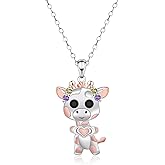 Cute Giraffe Necklace for Women - 925 Sterling Silver Animal Pendant Necklaces Dainty Giraffe Gifts for Animal Lovers for Birthday