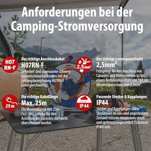 Brennenstuhl Cable reductor Camping con enchufe CEE y acoplador de conexión a tierra (cable de 1,5 m en naranja, H07RN-F 3G2.5, 230V/16A, para uso permanente en exteriores IP44, fabricado en Alemania)