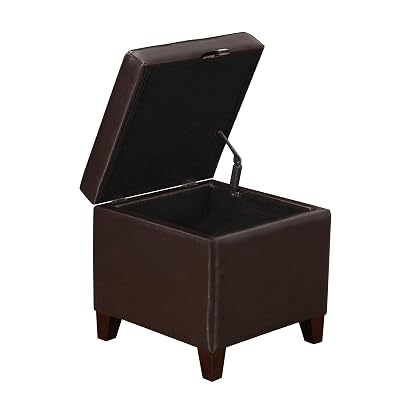 Buy Deco De Ville 17 7 Red Brown Faux Leather Storage Ottoman Square Tufted Lift Top Footrest With Foam Padded Seat Online In Kazakhstan B08xqftn2r
