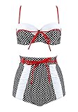 stripsky Retro 50s Dot Vintage High Waisted Bikini Red Strap Bathing Suit Swimsuit