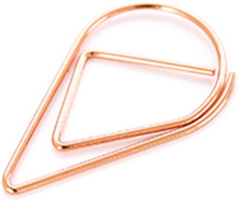 MultiBey Tear Drop Paper Clips Metal Triangular Triangle Cone Memo Bookmark Clips Black/Gold/Silver/Rose Gold/Pink/Green Lovely Office Supplies Decorations Pack of 100 (25mm, Rose Gold)